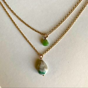 Free w/Purch. Francescas Gold Green Stone Necklace